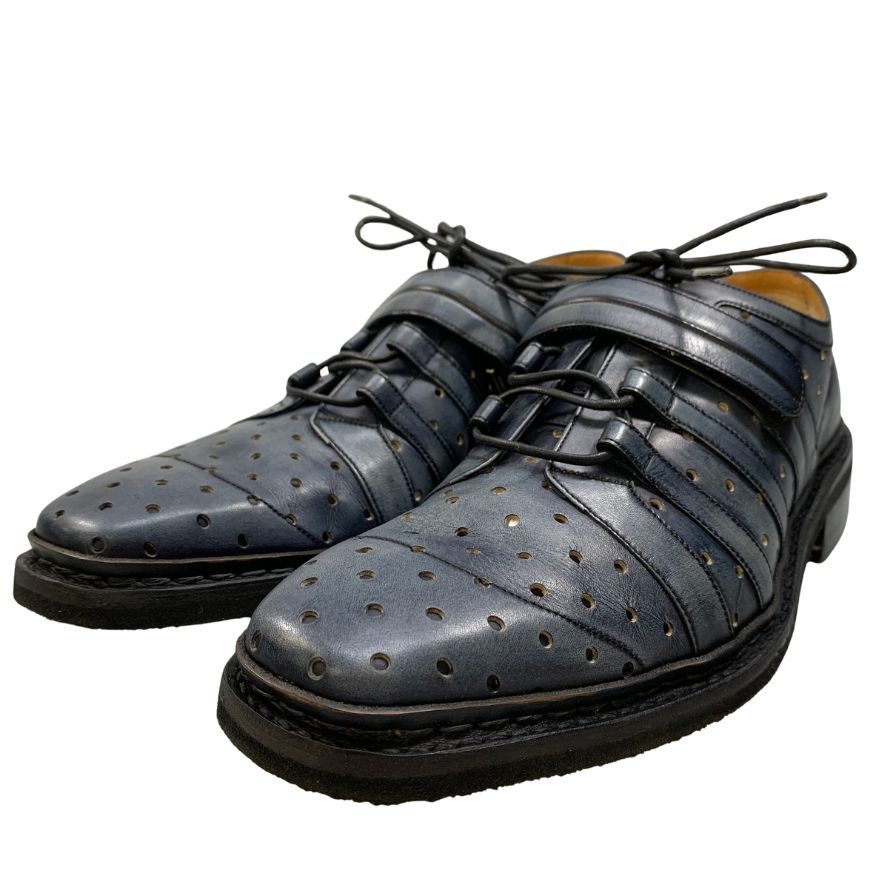 アーティスト―二 パンチングシューズ メンズ ブルー系 サイズ 7 a.testoni 約25.5cm【AFD9-2】