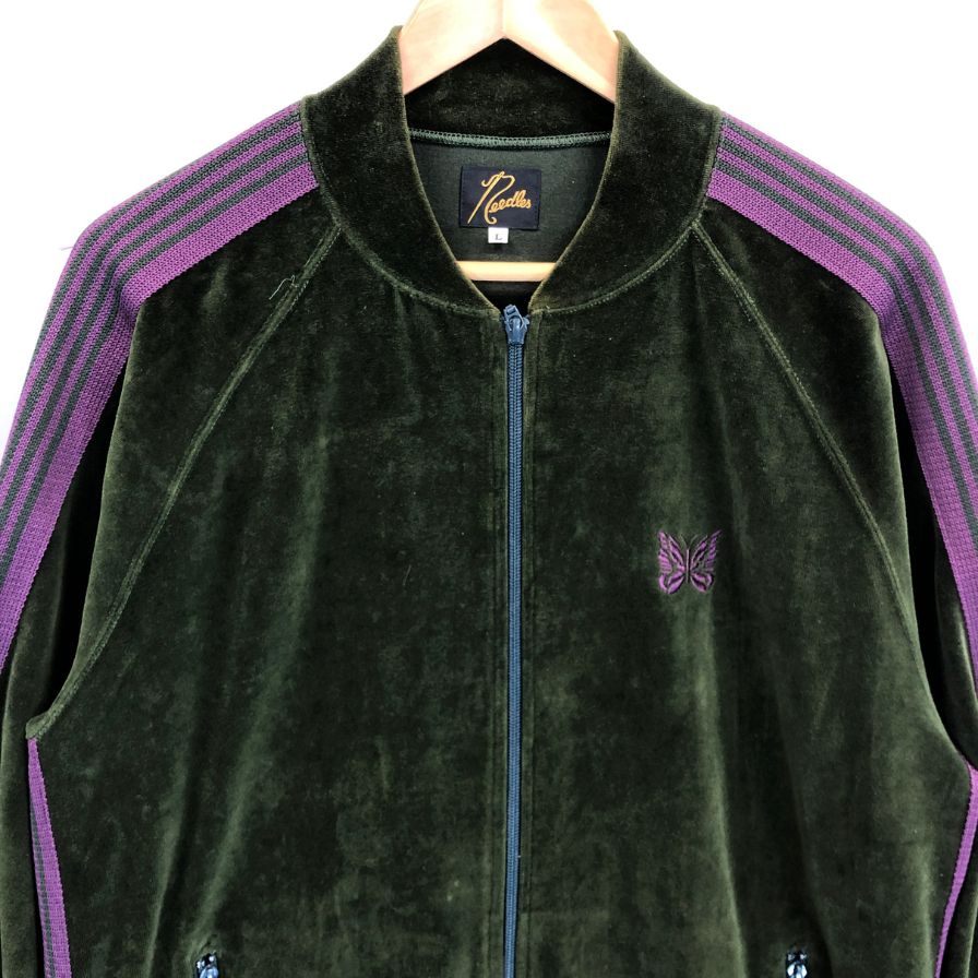 極美品◆ニードルス 21AW トラックジャケット ベロア グリーン×パープル メンズ サイズL J0227 Needles 【AFB3】