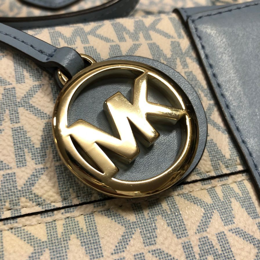 マイケルコース ラージトートバッグ エヴァ ロゴ シグネチャー ブルー系  MICHAEL KORS【AFE6】