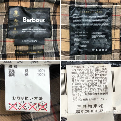 中古◆バブアー インターナショナル  3ワラント モーターサイクル ジャケット オイルドジャケット ウエストベルト メンズ サイズC34 ブラック barbour international 【AFA3】