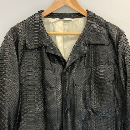 中古■イヴサンローラン パイソン 5Bレザージャケット メンズ サイズ52 ブラック YVES SAINT LAURENT 【AFA17】