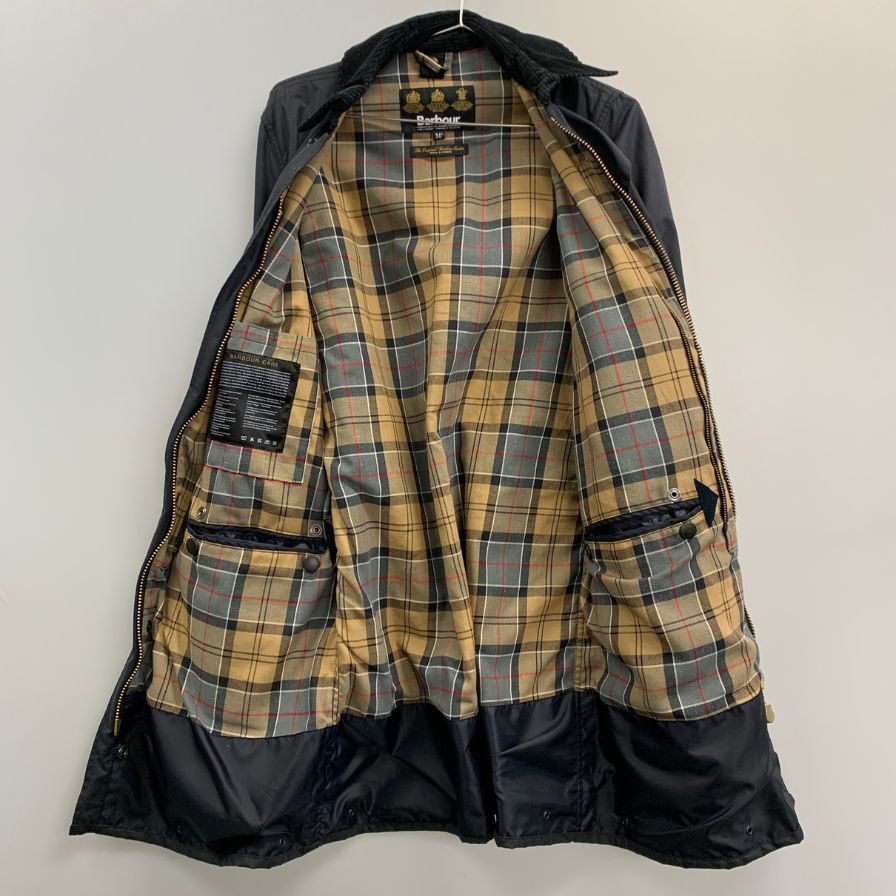 バブアー SL ボーダー ワックスド コート 英国製 メンズ サイズ 34 ダークネイビー Barbour【LA】