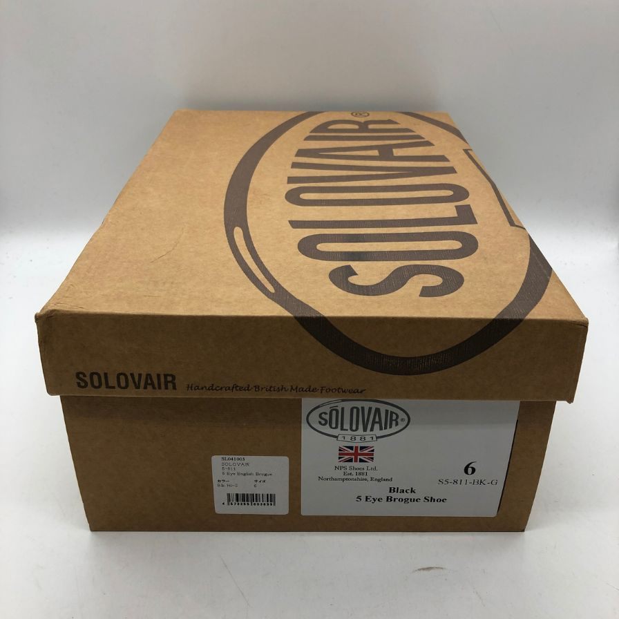ソロヴェアー レザーシューズ フルブローグ ブラック メンズ サイズ6 SOLOVAIR 約25.0cm【AFD9-2】