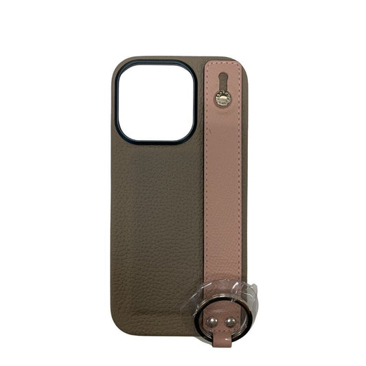 ボナベンチュラ iphoneケース 16PRO対応 リング付き バイカラー グレージュ×ピンク シルバー金具【AFI18-2】【中古】