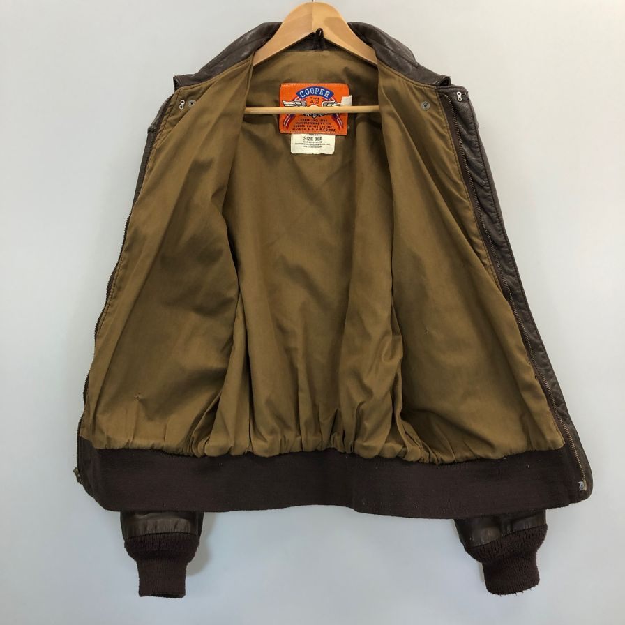 美品◆クーパー レザージャケット フライトジャケット A-2 メンズ ブラウン サイズS COOPER 【AFG1】