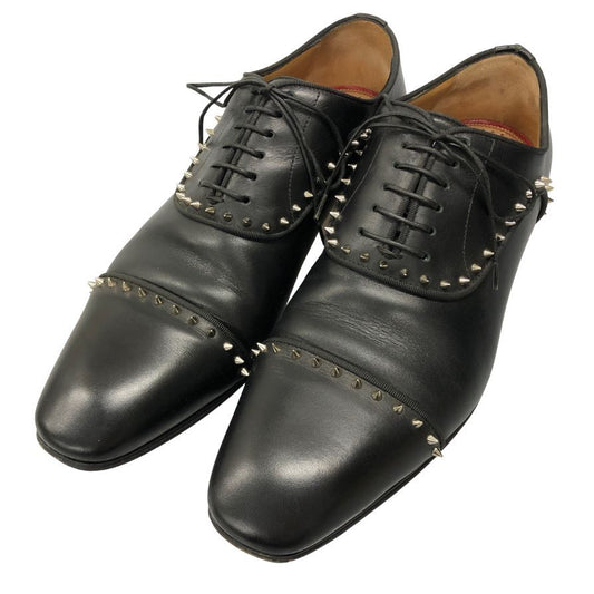 クリスチャン ルブタン レザーシューズ ストレートチップ 内羽根 スタッズ メンズ42.5 ブラック Christian Louboutin 約27.5cm【AFD9-2】