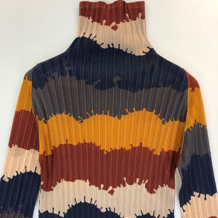 美品◆プリーツプリーズ カットソー PP53-FK352 ハイネック レディース 総柄 サイズ3 PLEATS PLEASE 【AFB5】