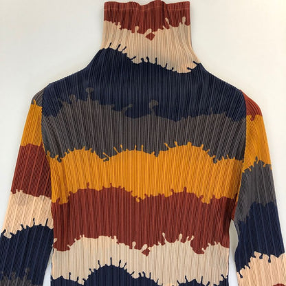 美品◆プリーツプリーズ カットソー PP53-FK352 ハイネック レディース 総柄 サイズ3 PLEATS PLEASE 【AFB5】