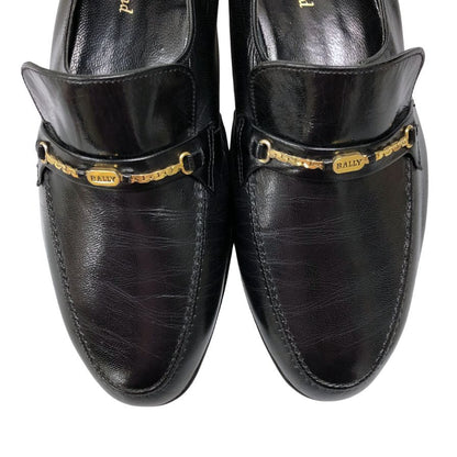 バリー ビットローファー ゴールド 金具 レザー ブラック メンズ サイズUK7 BALLY 約25.0cm【AFC35】