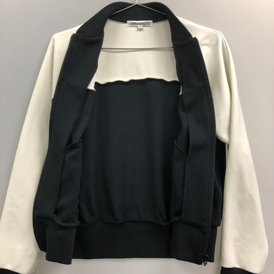 中古◆コムデギャルソン レディース ジップ ブルゾン ジャージ バイカラー OX-T021 AD2023 サイズL ブラック×ホワイト COMME des GARONS 【AFB33】