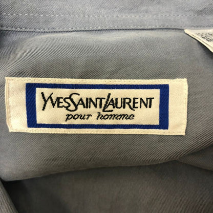 中古◆イブサンローラン プールオム シルクシャツ ブルー 90s メンズ サイズ4 YVES SAINT LAURENT POUR HOMME 【AFB35】