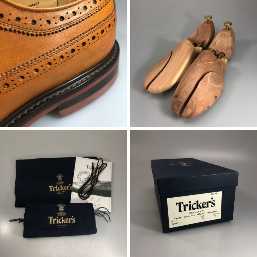 トリッカーズ レザーシューズ リチャード ウィングチップ ブラウン系 G5164 メンズ サイズ7.5 Tricker`s RICHARD ビジネスシューズ 約25.5cm【LA】【中古】