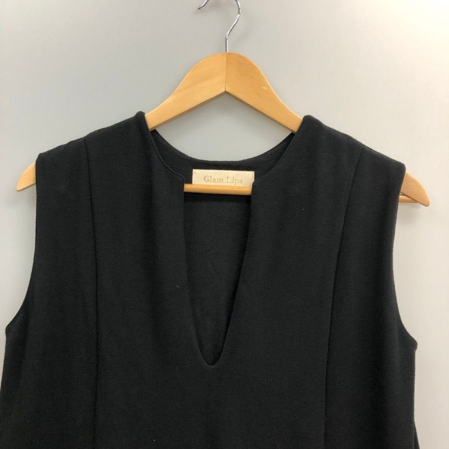中古◆グラムリップス ノースリーブワンピース マキシ丈 ブラック レディース サイズフリー GlamLips 【AFB34】