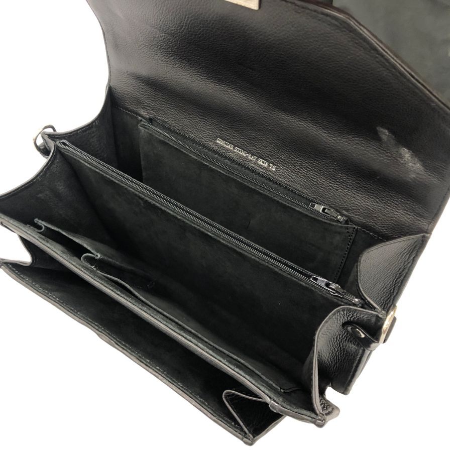 ノーブランド ハンドバッグ スティングレイ レザー エイ革 本革 ブラック【AFE11】