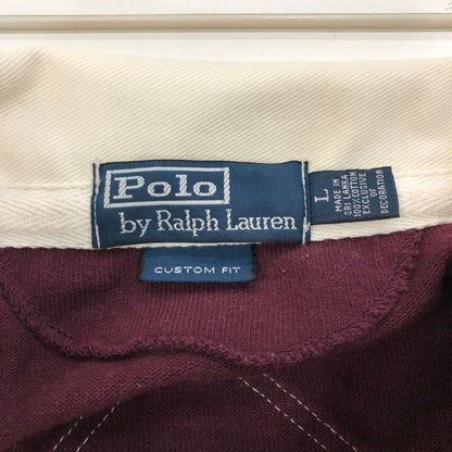 中古◆ポロラルフローレン ポロシャツ ラガーシャツ カスタムフィット ボルドー系 メンズ サイズL POLO RALPH LAUREN 【AFB22】