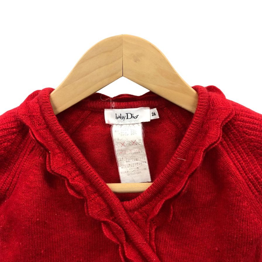 中古◆ベイビー ディオール ニットセーター フラワーデザイン サイズ2A レッド系 キッズ baby Dior 【AFB5】