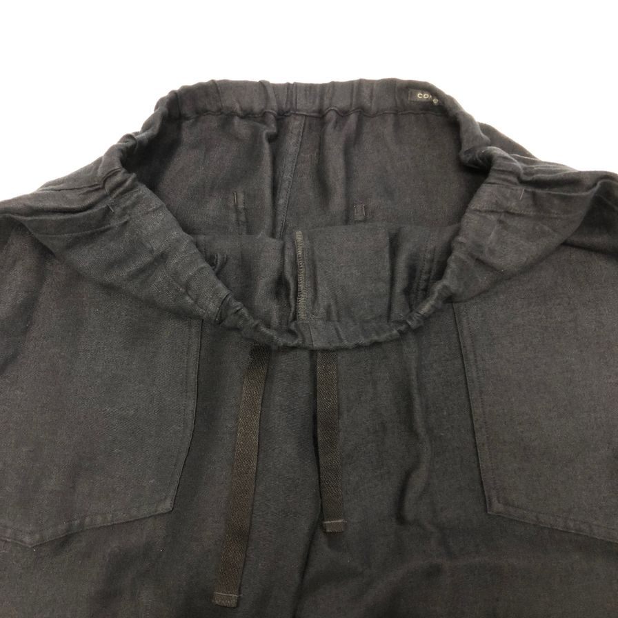 コモリ 25SS リネン サテン ドローストリングパンツ ブラック メンズ サイズ2 B01-03019 COMOLI 【AFB39】