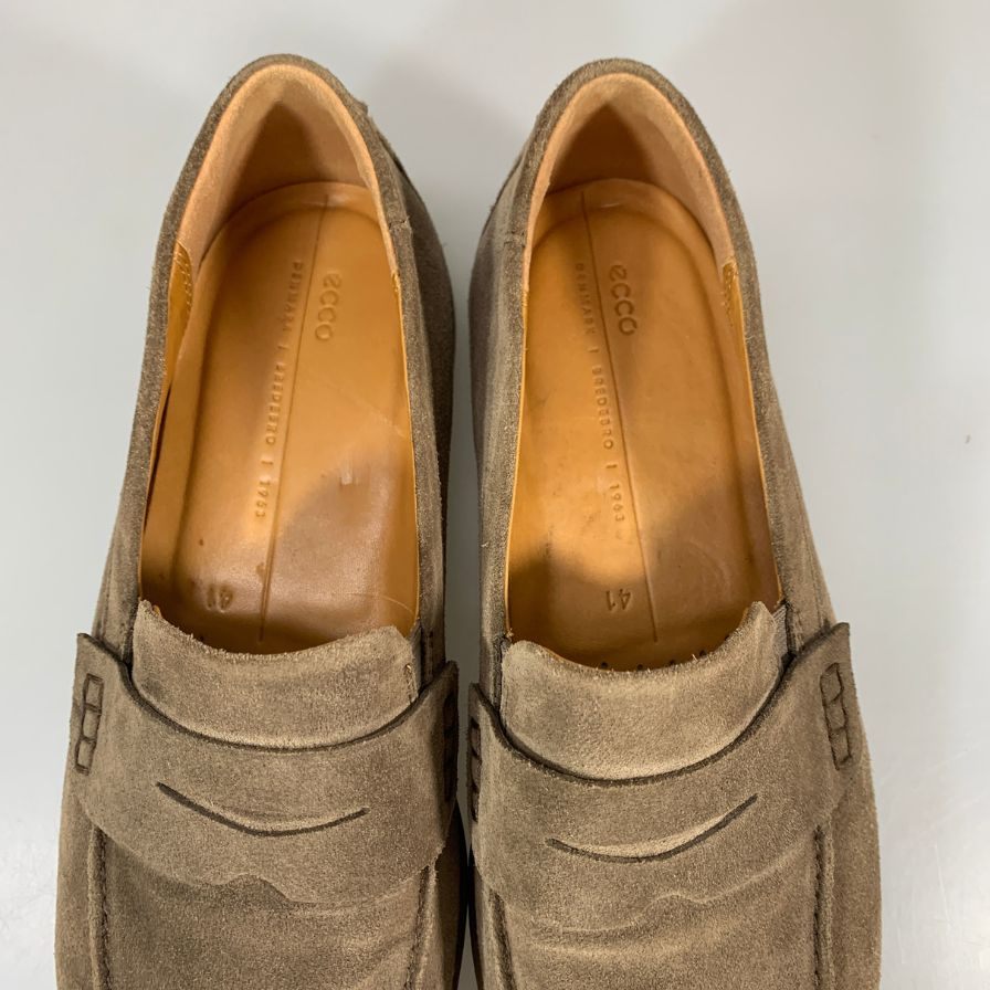 エコー コインローファー スエード メンズ ブラウン サイズ41 ECCO 約25.5cm【YB3】