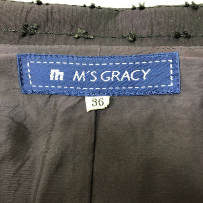 極美品◆エムズグレイシー 長袖ワンピース パールボタン ブラック レディース サイズ36 M'S GRACY 【AFB38】