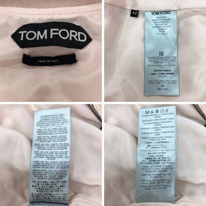 極美品◆トムフォード シルク ブルゾン スタジアムジャンパー イタリア製 レディース サイズ42 ピンク TOMFORD 【AFB48】