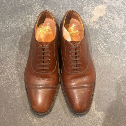 チャーチ パンチドキャップトゥ フィリップ グレインレザー ロイヤルコレクション 002ラスト ブラウン サイズUK60F Church`s ビジネスシューズ 約25.0cm【LA】【中古】