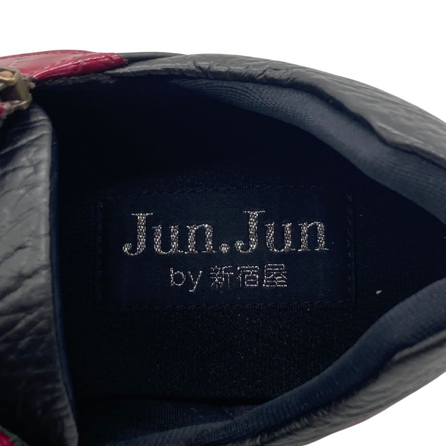 ジュンジュンバイ新宿屋 スニーカー 1515 レザー ワイン ブラック エナメルレザー 切替 レディース サイズ22 Jun.Jun by shinjukuya 約22.0cm【7-9】