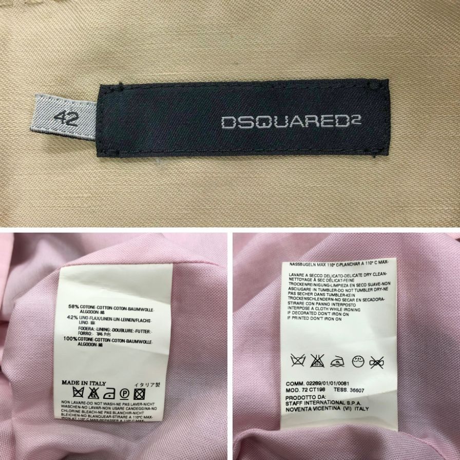 中古◆ディースクエアード ノースリーブ ワンピース コットン＆リネン レディース サイズ42 カーキ DSQUARED2 【AFB22】