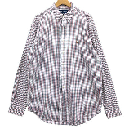 美品◆ラルフローレン 長袖シャツ ボタンダウン 胸刺繍  チェック メンズ サイズ16 1/2 RALPH LAUREN 【AFB17】