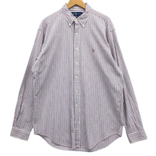 美品◆ラルフローレン 長袖シャツ ボタンダウン 胸刺繍  チェック メンズ サイズ16 1/2 RALPH LAUREN 【AFB17】