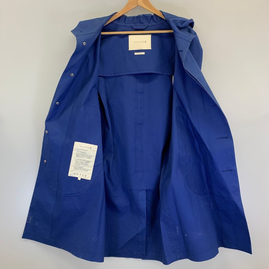 美品◆マッキントッシュ コート ゴム引き フード付き ブルー系 サイズ38 MACKINTOSH 【AFB1】