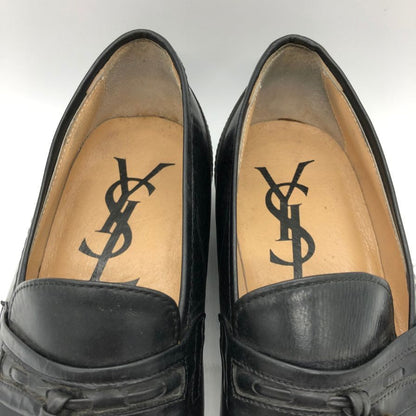 イヴサンローラン タッセルローファー ガラスレザー SL-224 メンズ ブラック サイズ24.5cm Yves Saint Laurent 約24.5cm【PTM】