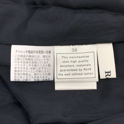 極美品◆ルネ 肩リボン バルーン 膝丈 ネイビー ワンピース サイズ38 6216310 Rene 【AFB7】