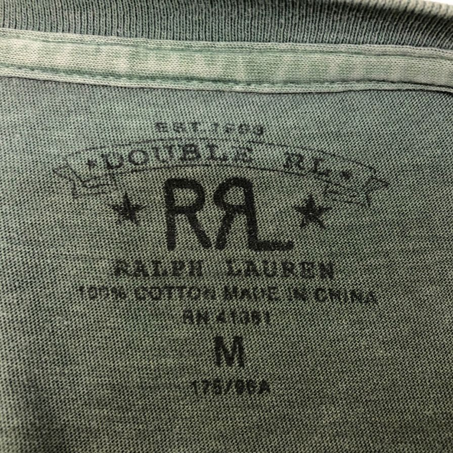 美品◆ダブルアールエル ロゴプリントTシャツ カーキ メンズ サイズM RRL 【AFB9】
