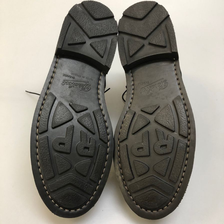 パラブーツ レザーブーツ リスレザー チェック コンビ ウール ツイード ネイビー メンズ サイズ8 PARABOOT ブーツ 約27.0cm【LA】【中古】