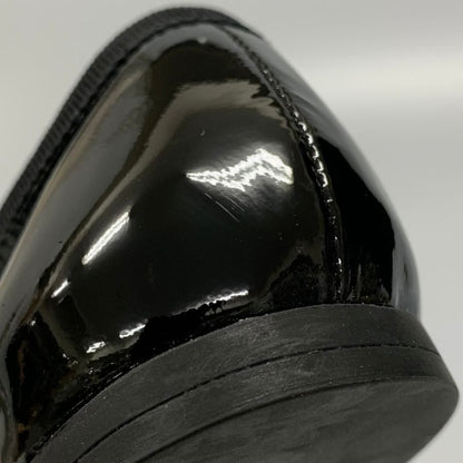 プラダ エナメル パテントレザー フラットシューズ ロゴ＆リボンあしらい レディース サイズ36 ブラック PRADA 約22.5cm【AFC47】