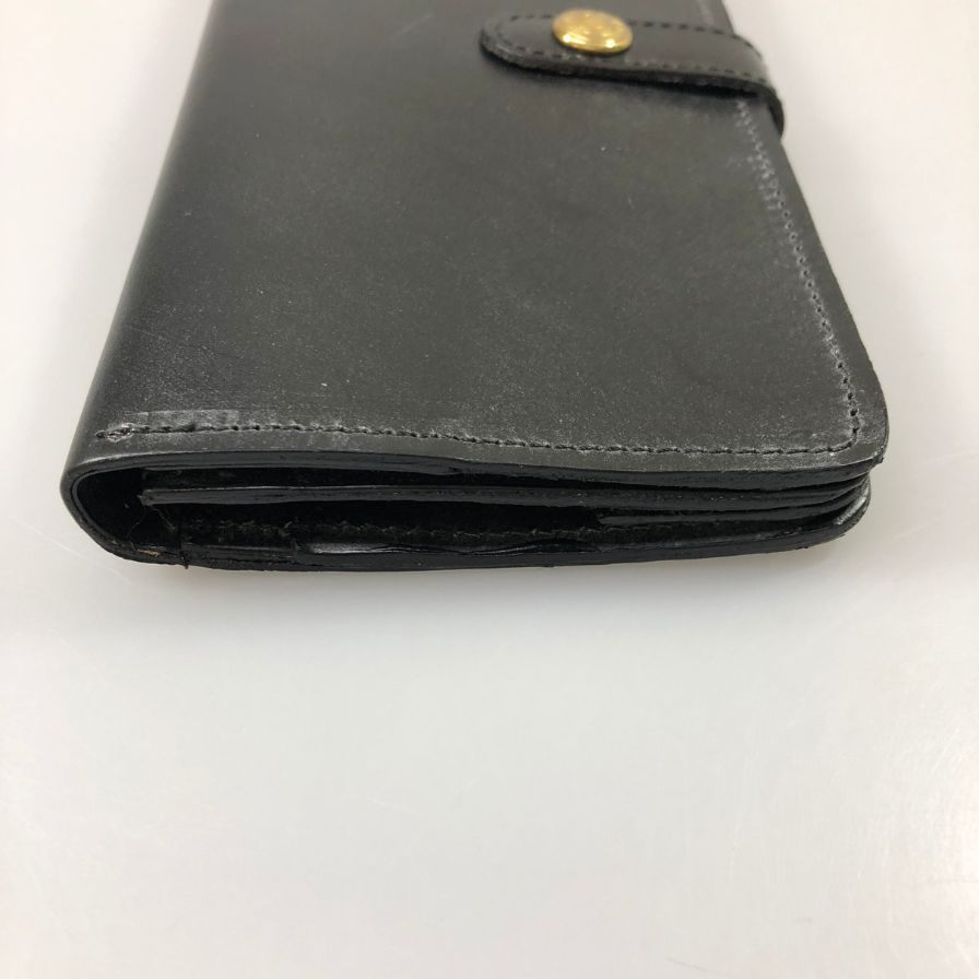 グレンロイヤル 長財布 二つ折り財布 フラップボタン ブライドルレザー ブラック ゴールド金具 GLENROYAL【AFI1】
