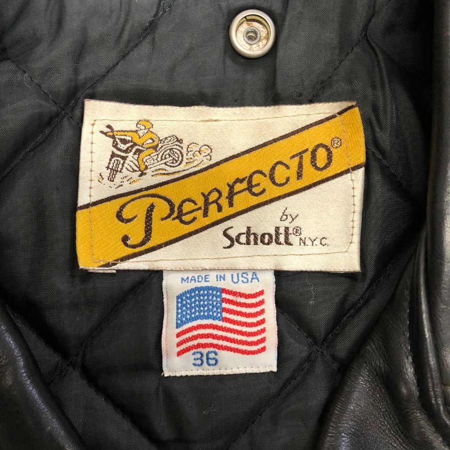 美品◆ショット ライダースジャケット USA製 ベルト ブラック サイズ36 Schott Perfecto 【AFG1】