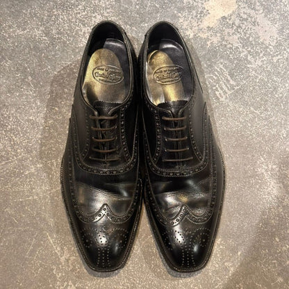 クロケット&ジョーンズ フルブローグ ブラック カーフ サイズUK7D CROCKETT&JONES ビジネスシューズ 約25.5cm【LA】【中古】