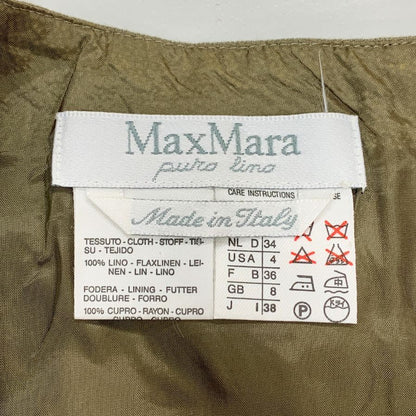 マックスマーラ オールインワン つなぎ オーバーオール リネン混 サイズ38 カーキ系 レディース MaxMara 【AFB46】