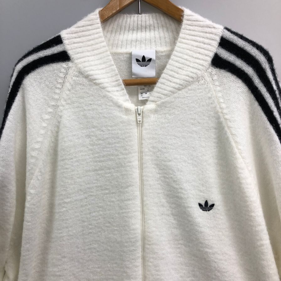 美品◆アディダス ニット トラックジャケット ホワイト メンズ サイズ3XL KD9397 ADIDAS 【AFB14】