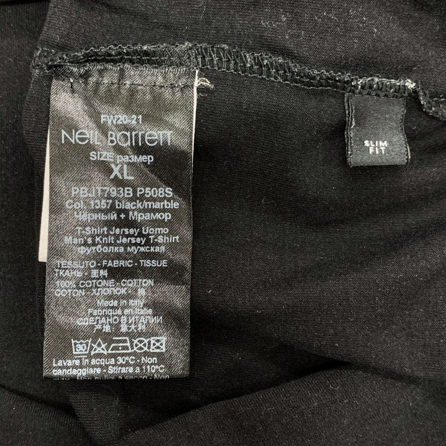 美品◆ニールバレット Tシャツ 20AW Hybrid Mohawk God TEE PBJT793B-P508S メンズ サイズXL ブラック Neil Barrett 【AFB15】