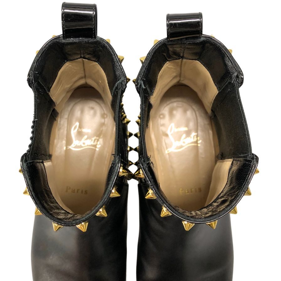 クリスチャンルブタン サイドゴアブーツ スタッズ ブラック レディース サイズ37.5 Christian Louboutin 約24.0cm【AFC41】