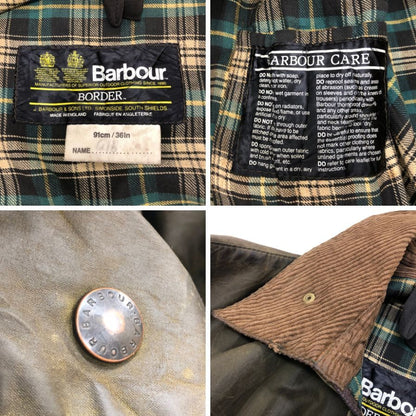 中古■バブアー ボーダー 2ワラント オイルドジャケット YKKジップ メンズ サイズC36 カーキ barbour 【AFA3】