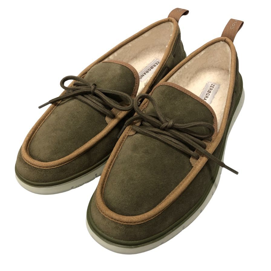 コールハーン スリッポン ゼログランド レックスリッパー C36300 モカシン ボア スウェード カーキ メンズ サイズ10.5 COLE HAAN 約28.5cm【AFD15-2】