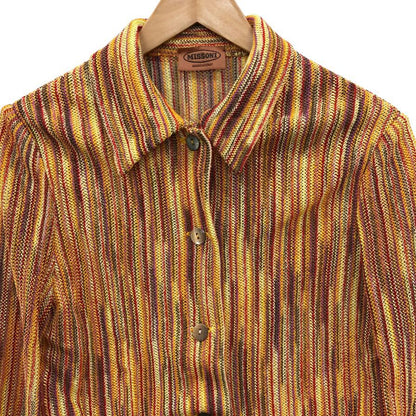 美品◆ミッソーニ フロントボタン ブルゾン ストライプ レディース サイズ42 オレンジ  MISSONI 【AFB39】