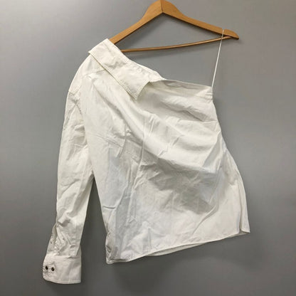 美品◆マックスマーラ ブラウス ワンショルダー コットン カットソー オープンカラー ホワイト レディース サイズ34 MaxMara 【AFB26】