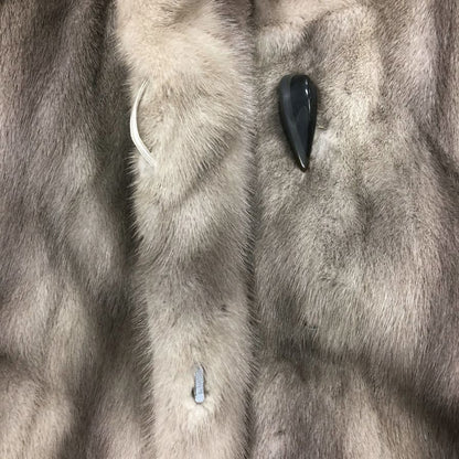中古◆エレガンスファー サファイアミンク ハーフコート スタンドカラー グレー フリーサイズ 毛皮 ELEGANCE FUR 【AFF21】