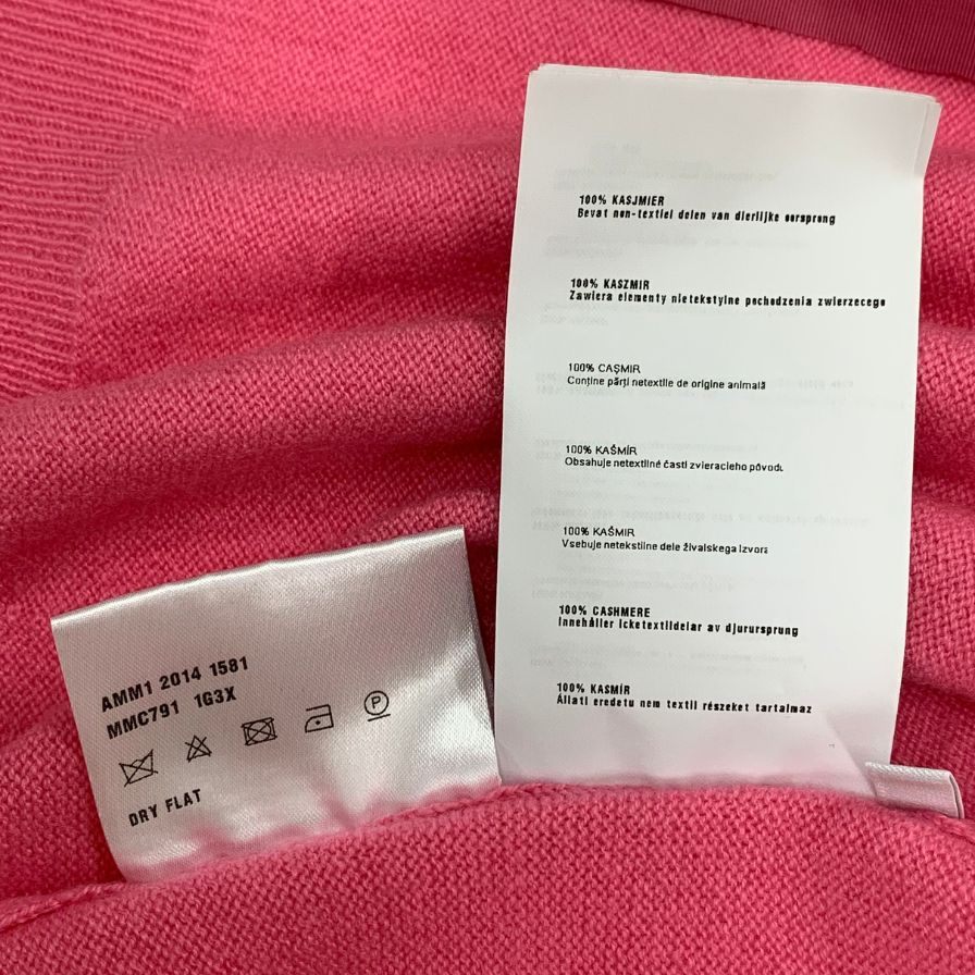 極美品◆ミュウミュウ カーディガン クルーネック カシミア100% レディース サイズ44 ピンク miumiu 【AFB28】