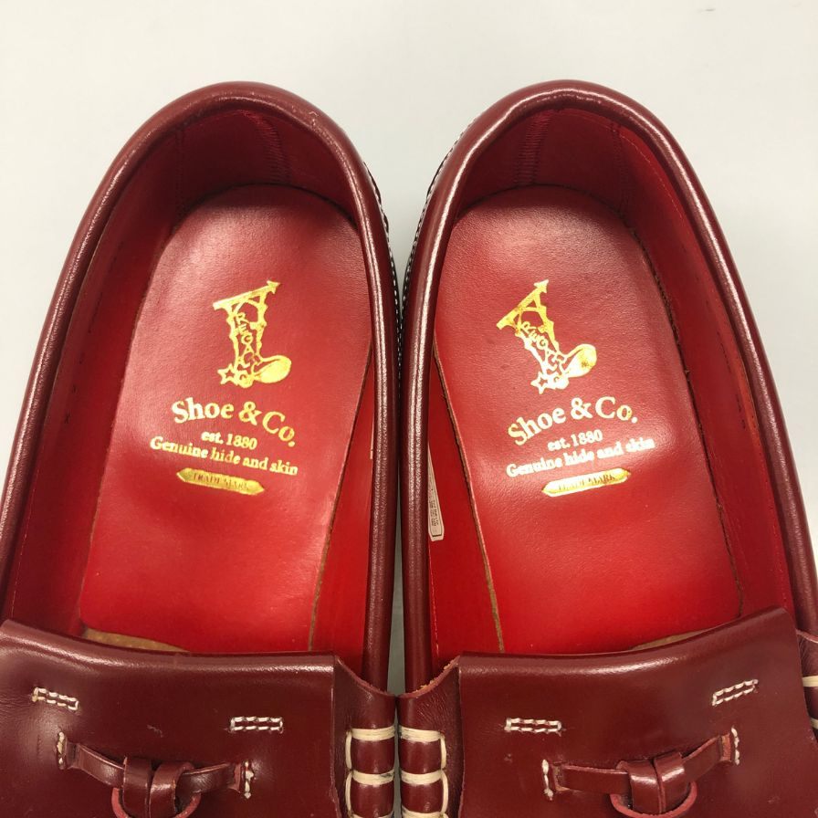 リーガルシューアンドコー タッセルローファー  カーフ レッド サイズ24.5 REGAL shoe＆co 約24.5cm【AFC36】