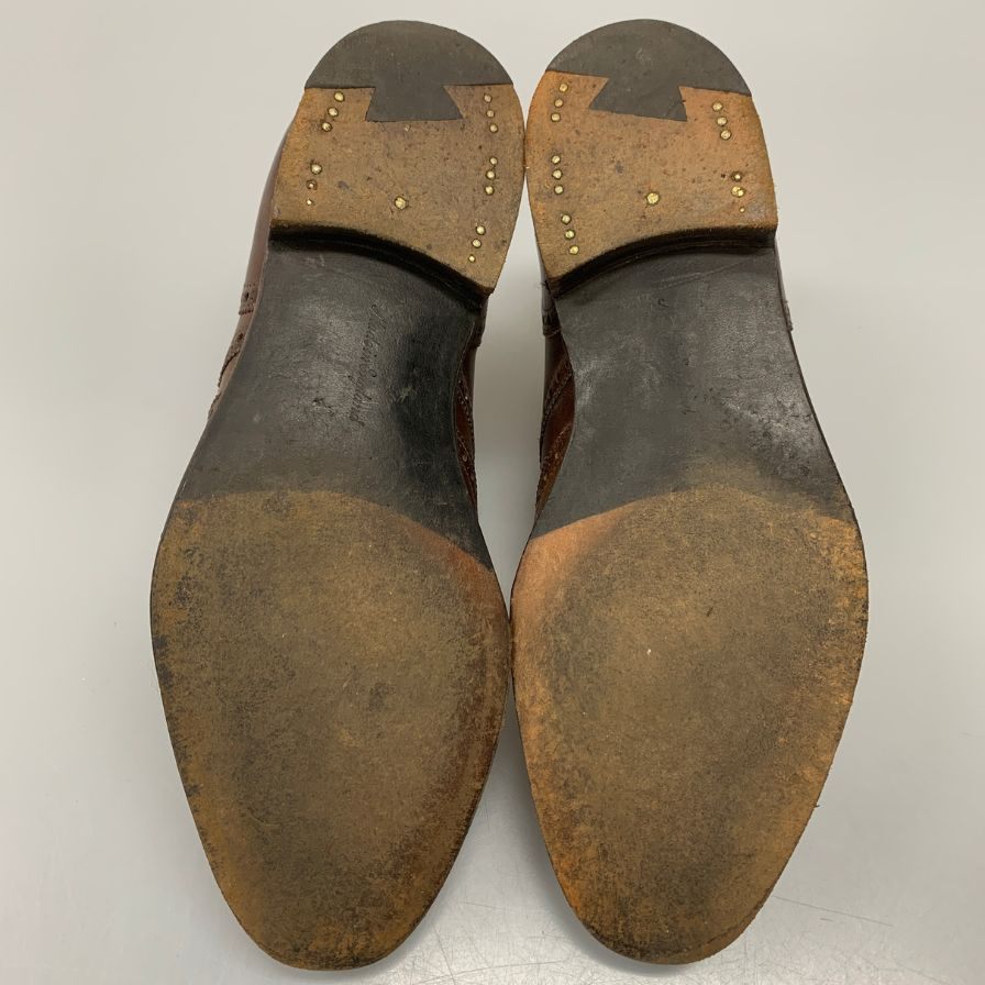 エドワードグリーン ウィングチップ カーフ ブラウン UK5.5 EDWARD GREEN ビジネスシューズ 約24.0cm【LA】【中古】